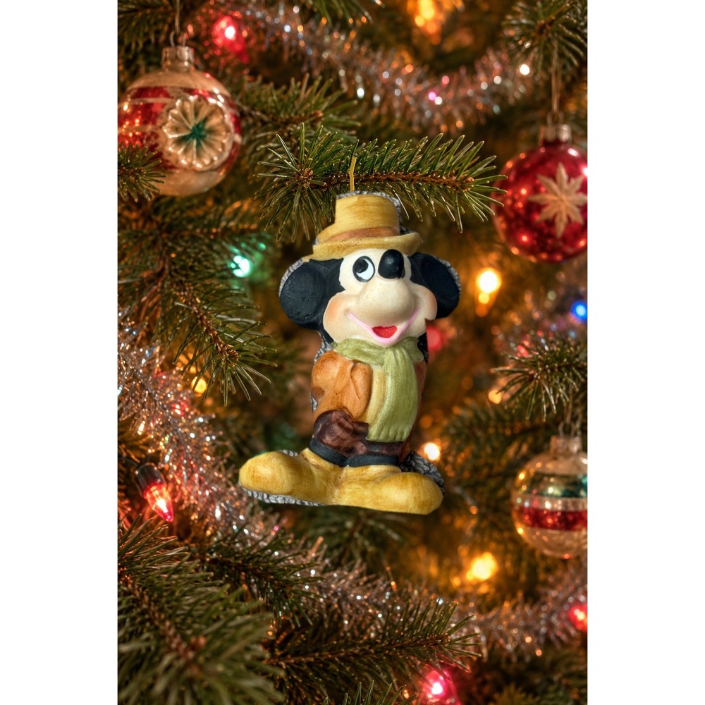 Vtg Disney Mickey Mouse Christmas Ornament Hand Painted Décor Made in Japan